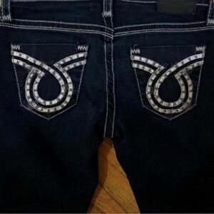 Gorgeous Big Star Janea Dark Blue Jeans with Intricate Embroidery 28R
